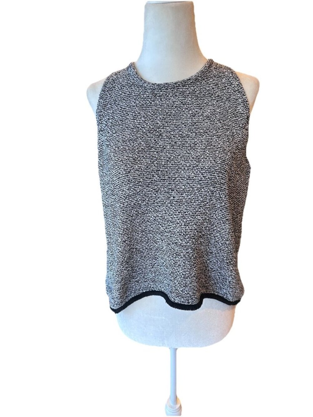 Madewell Women's Knit Trim Crop Sweater Tank Black White Small